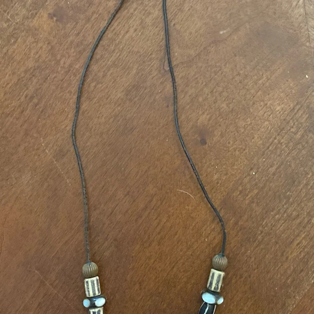 Africana Necklace with Carved Wood Mask and Colorful‎ Beads